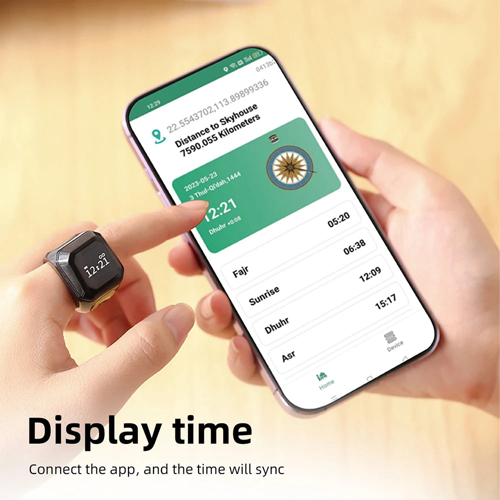 Contatore Smart | Anello Bluetooth con Display OLED e Vibrazione | Monitoraggio Preghiere in Tempo Reale 3