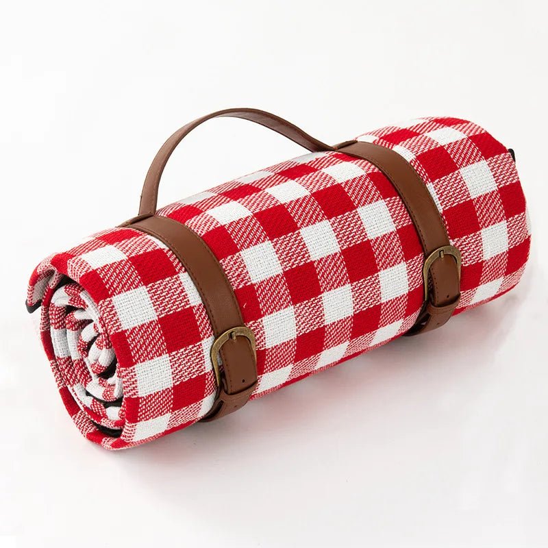 Waterproof Checkered Picnic Blanket with Convenient Shoulder Strap | Versatile Picnic Mat for Outdoor Comfort