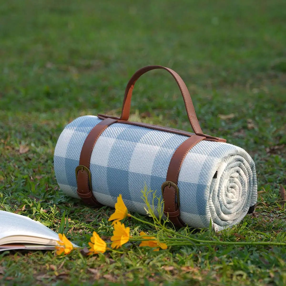 Waterproof Checkered Picnic Blanket with Convenient Shoulder Strap | Versatile Picnic Mat for Outdoor Comfort