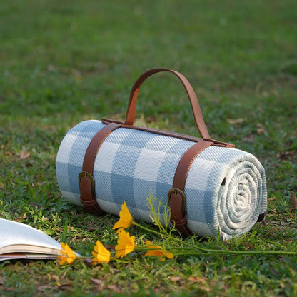 Waterproof Checkered Picnic Blanket with Convenient Shoulder Strap | Versatile Picnic Mat for Outdoor Comfort