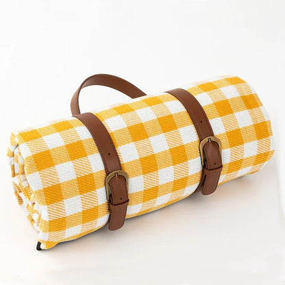 Waterproof Checkered Picnic Blanket with Convenient Shoulder Strap | Versatile Picnic Mat for Outdoor Comfort
