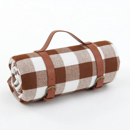 Waterproof Checkered Picnic Blanket with Convenient Shoulder Strap | Versatile Picnic Mat for Outdoor Comfort