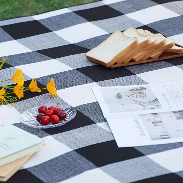 Waterproof Checkered Picnic Blanket with Convenient Shoulder Strap | Versatile Picnic Mat for Outdoor Comfort