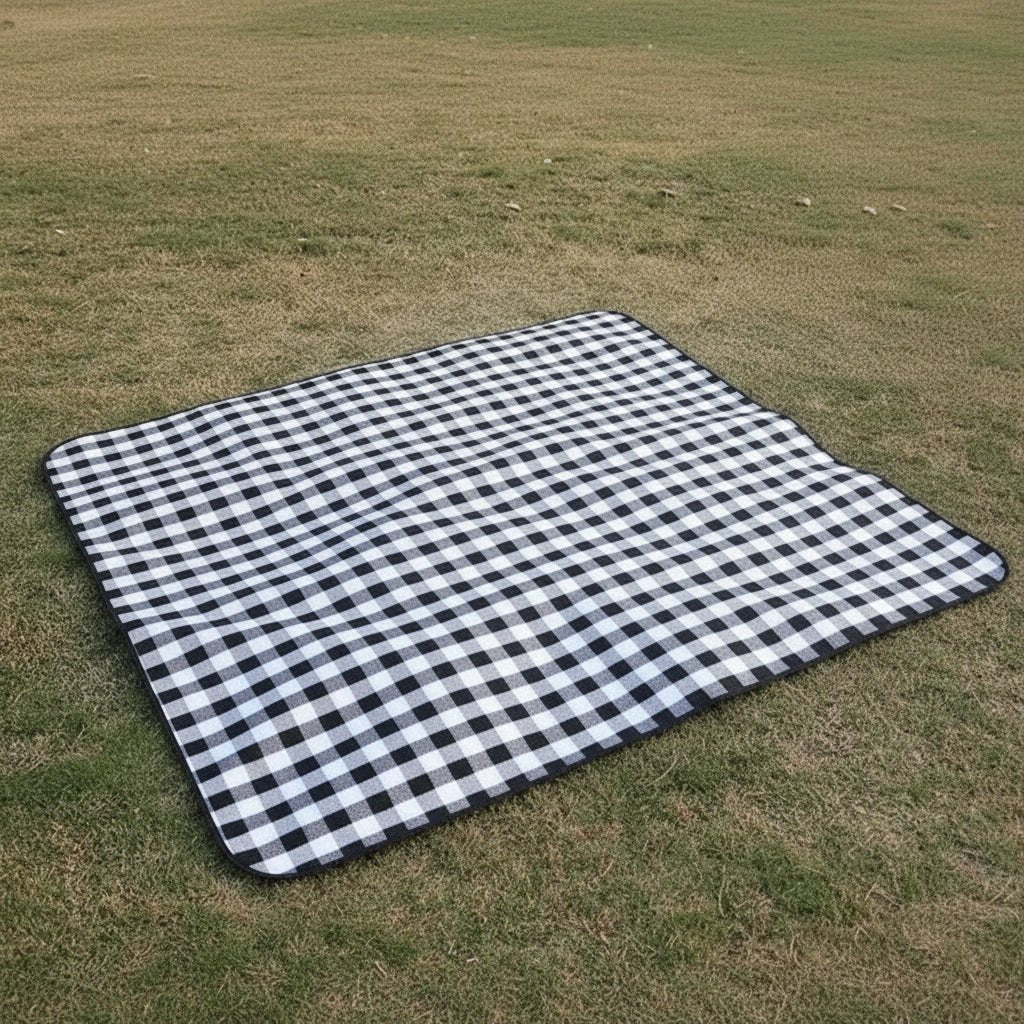 Waterproof Checkered Picnic Blanket with Convenient Shoulder Strap | Versatile Picnic Mat for Outdoor Comfort