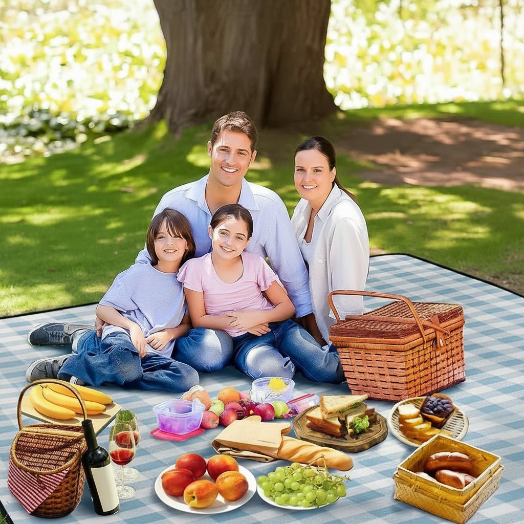 Waterproof Checkered Picnic Blanket with Convenient Shoulder Strap | Versatile Picnic Mat for Outdoor Comfort