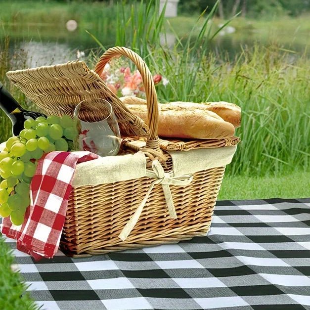 Waterproof Checkered Picnic Blanket with Convenient Shoulder Strap | Versatile Picnic Mat for Outdoor Comfort