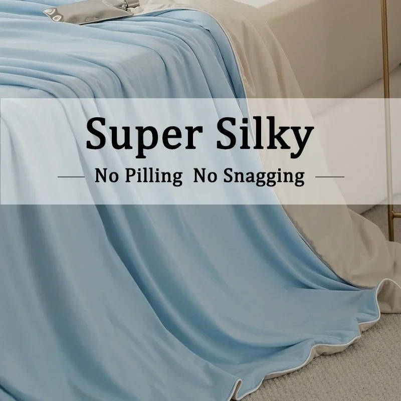 Cooling Blanket | Summer Blanket in Ice Silk with Cooling Technology | Reversible Design for a Cool and Comfortable Night