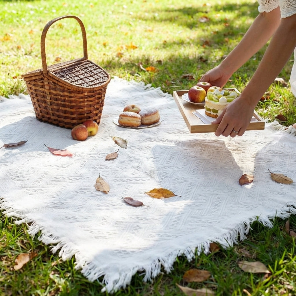 Elegant Picnic Blanket with Water-Resistant Backing | Comfort and Design for Outdoor Activities