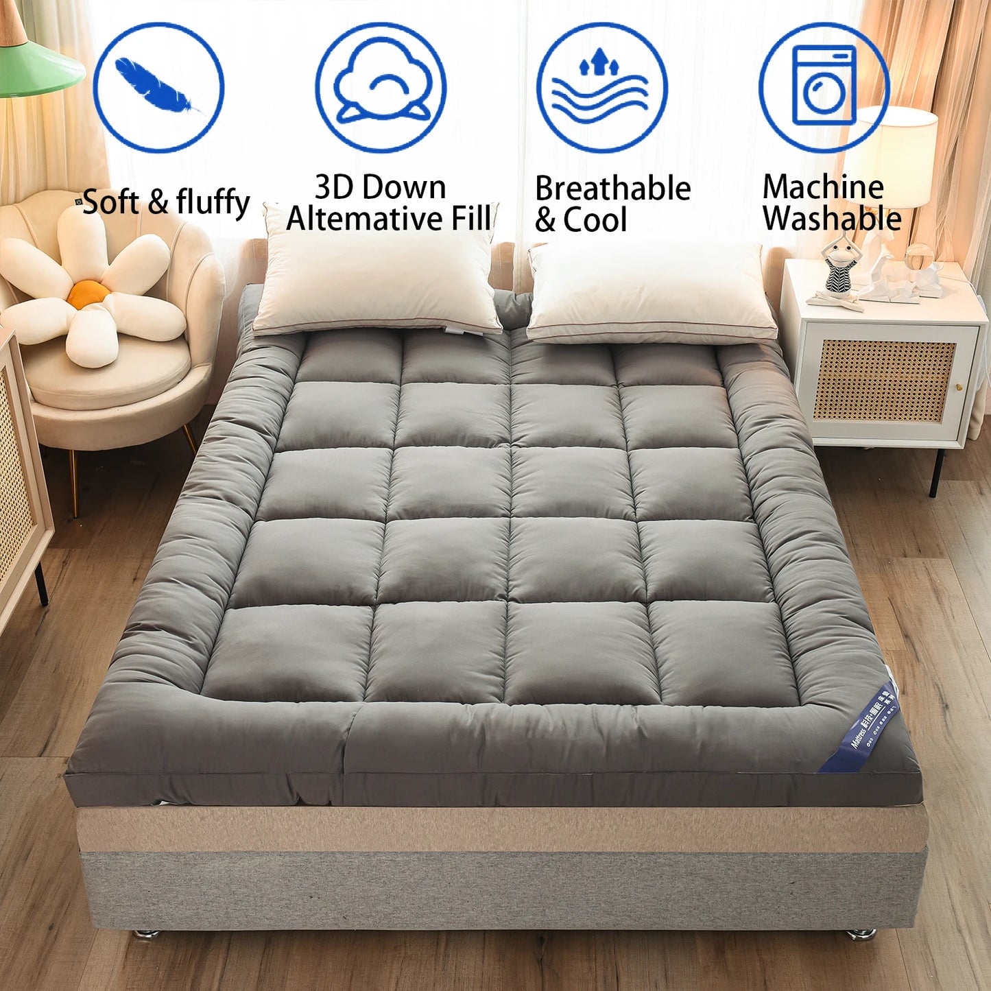 Coprimaterasso Matrimoniale Extra Spesso 1000 GSM con Tasca Elastica | Comfort Ottimale per un Sonno Ristoratore 0