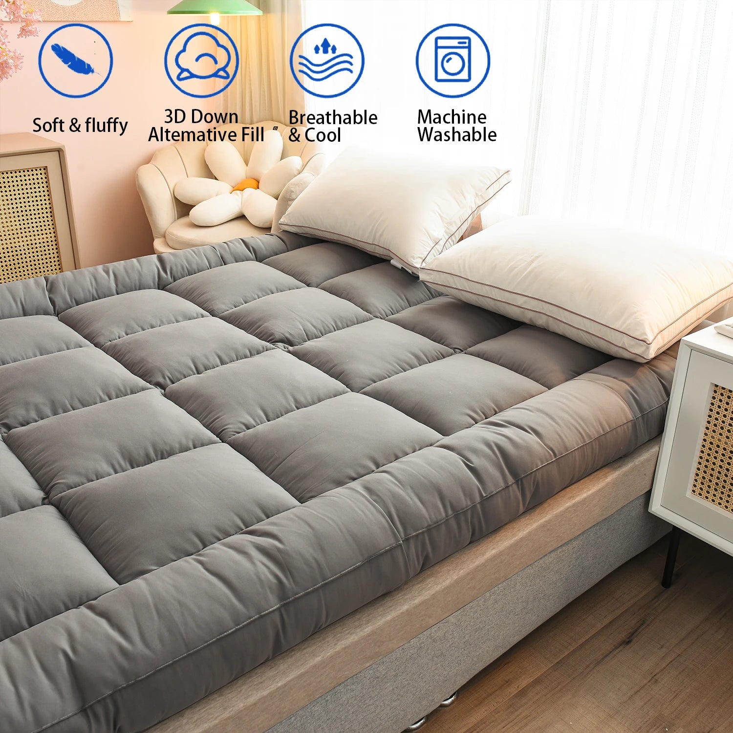 Coprimaterasso Matrimoniale Extra Spesso 1000 GSM con Tasca Elastica | Comfort Ottimale per un Sonno Ristoratore 3