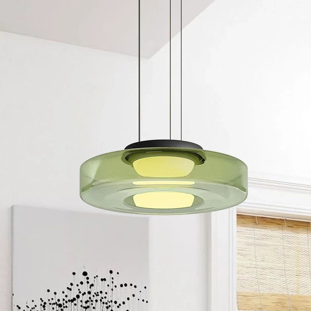 CristalloVerde | Elegante Lampada a Sospensione Moderna in Vetro Verde 10