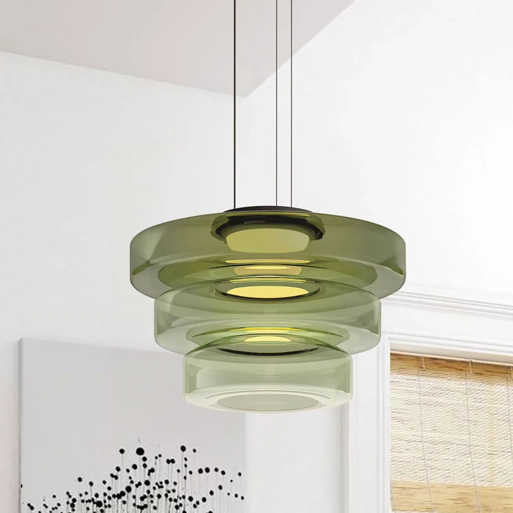 CristalloVerde | Elegante Lampada a Sospensione Moderna in Vetro Verde 11