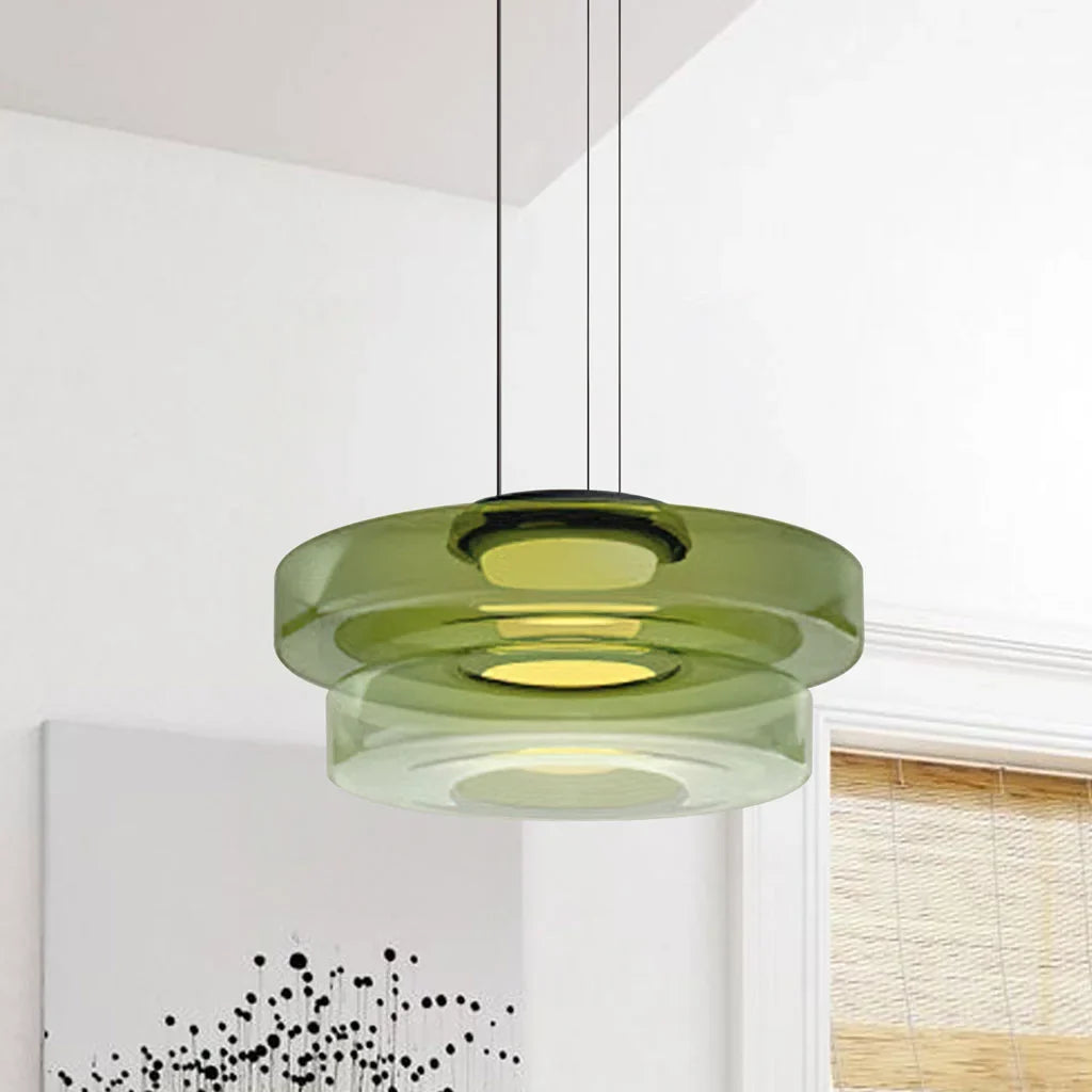 CristalloVerde | Elegante Lampada a Sospensione Moderna in Vetro Verde 12