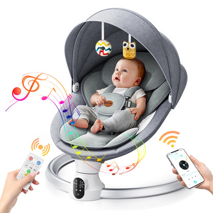 Culla Elettrica per Bambini | Altalena con Bluetooth e 5 Angoli di Oscillazione | Sicurezza e Comfort per Neonati 0