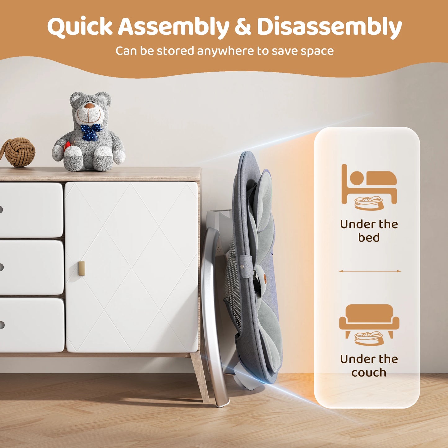 Culla Elettrica per Bambini | Altalena con Bluetooth e 5 Angoli di Oscillazione | Sicurezza e Comfort per Neonati 2