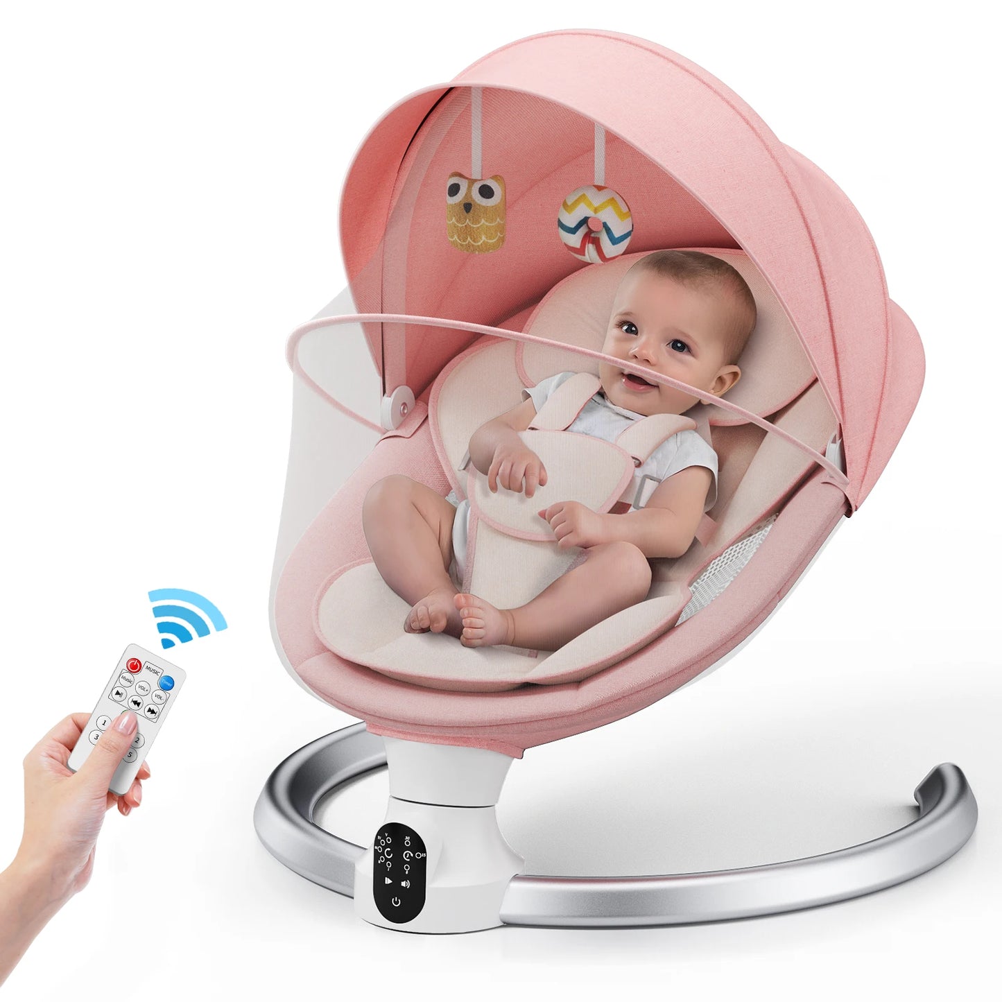 Culla Elettrica per Bambini | Altalena con Bluetooth e 5 Angoli di Oscillazione | Sicurezza e Comfort per Neonati 6