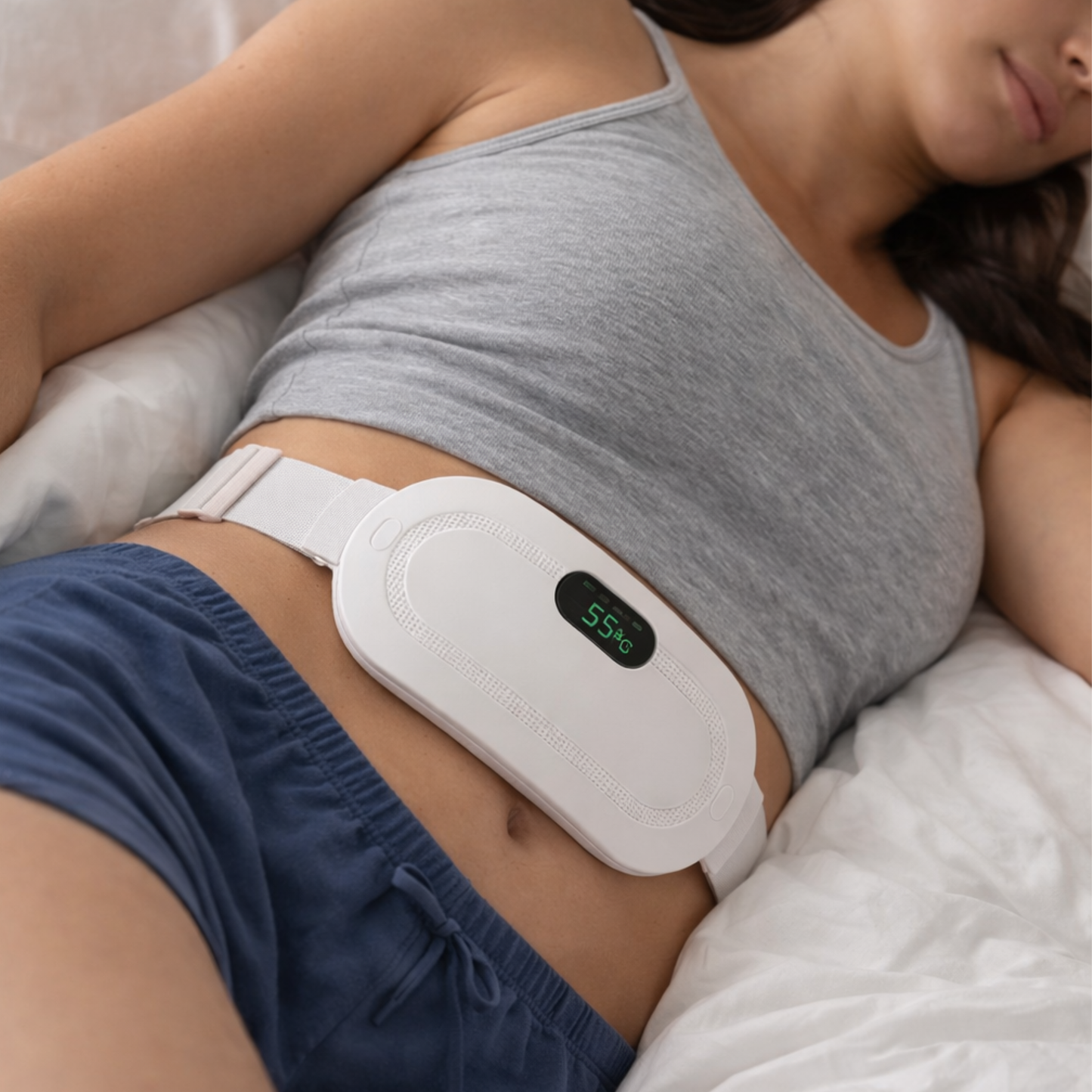 Cuscinetto Termico Mestruale Senza Fili con Vibrazione e 3 Livelli di Calore - Comfort e Libertà di Movimento per Rilassamento Totale 1