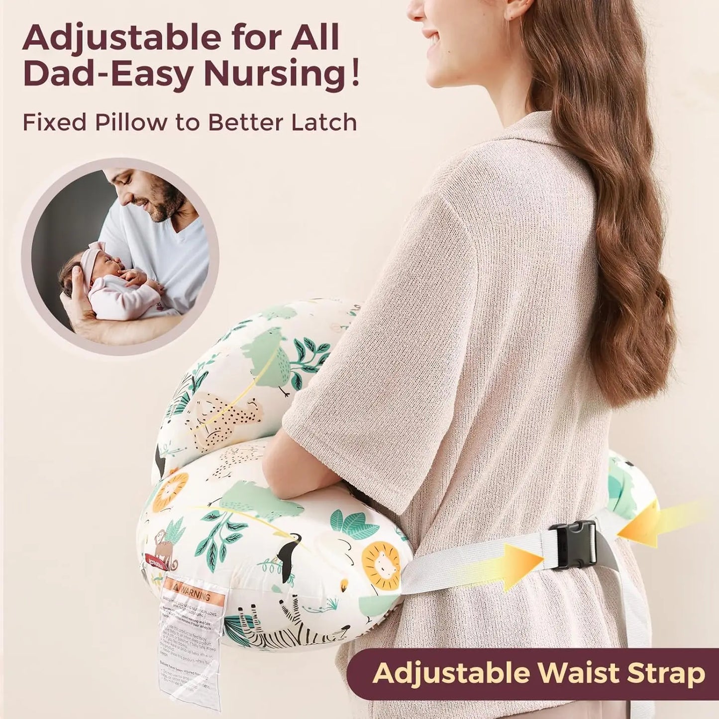 Cuscino Allattamento Ergonomico con Supporto Regolabile in Cotone per Comfort e Sicurezza durante l'Allattamento 3