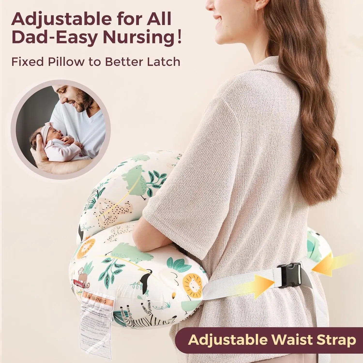 Cuscino Allattamento Ergonomico con Supporto Regolabile in Cotone per Comfort e Sicurezza durante l'Allattamento 3