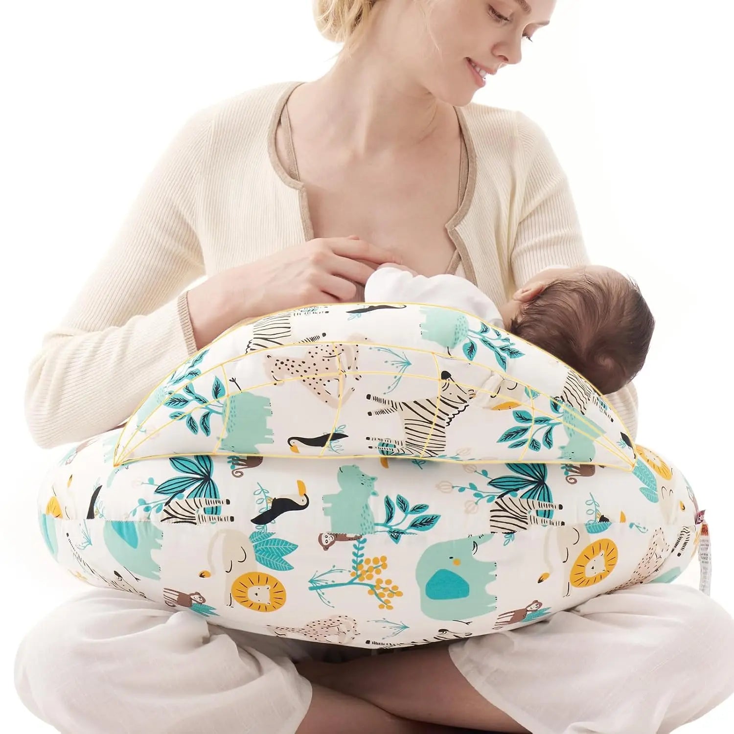 Cuscino Allattamento Ergonomico con Supporto Regolabile in Cotone per Comfort e Sicurezza durante l'Allattamento 8