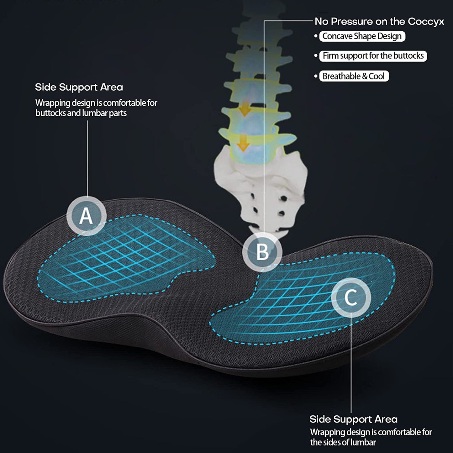 Ergonomic Car Cushion | Lumbar Pillow with Memory Foam for Comfort and Support Ideal for Short Drivers