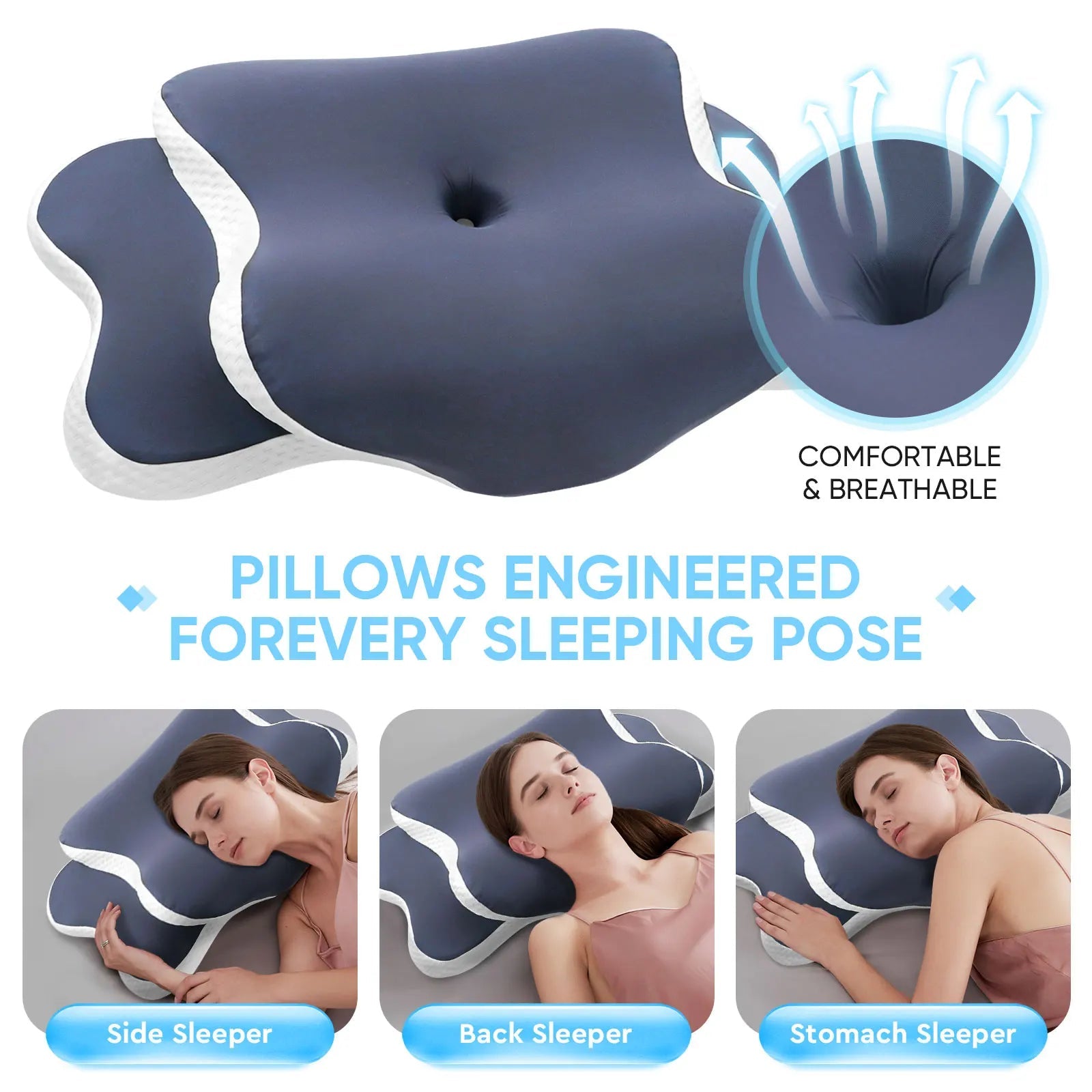 Cuscino Butterfly | Cuscino Cervicale in Memory Foam con Design Ergonomico | Supporto Personalizzato per Alleviare il Dolore al Collo 4
