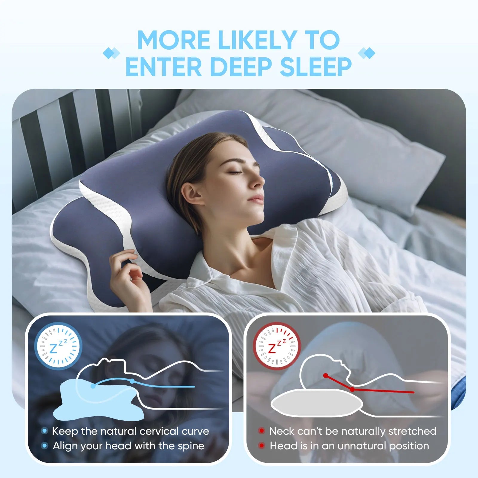 Cuscino Butterfly | Cuscino Cervicale in Memory Foam con Design Ergonomico | Supporto Personalizzato per Alleviare il Dolore al Collo 6