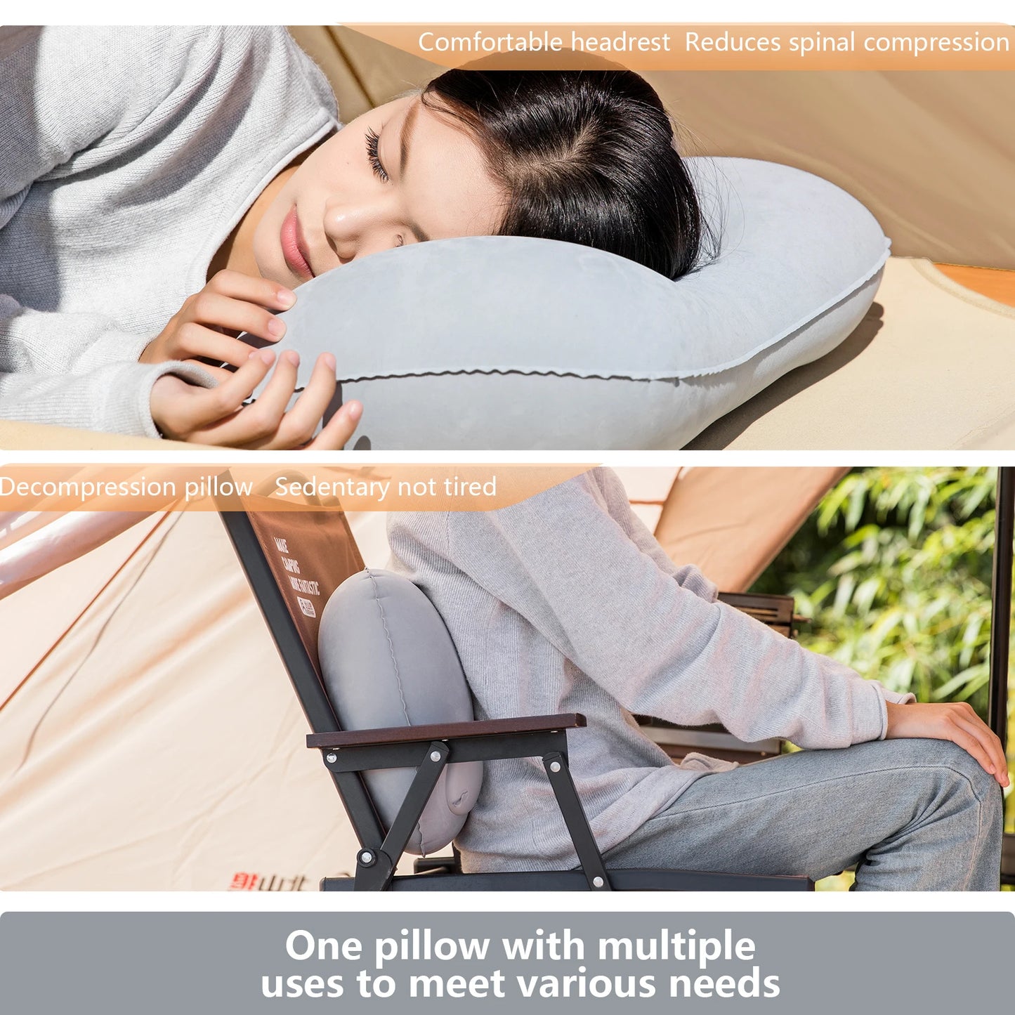 Cuscino Campeggio Gonfiabile con Pompa Integrata | Leggero e Compatto per Comfort Ottimale in Viaggio 4