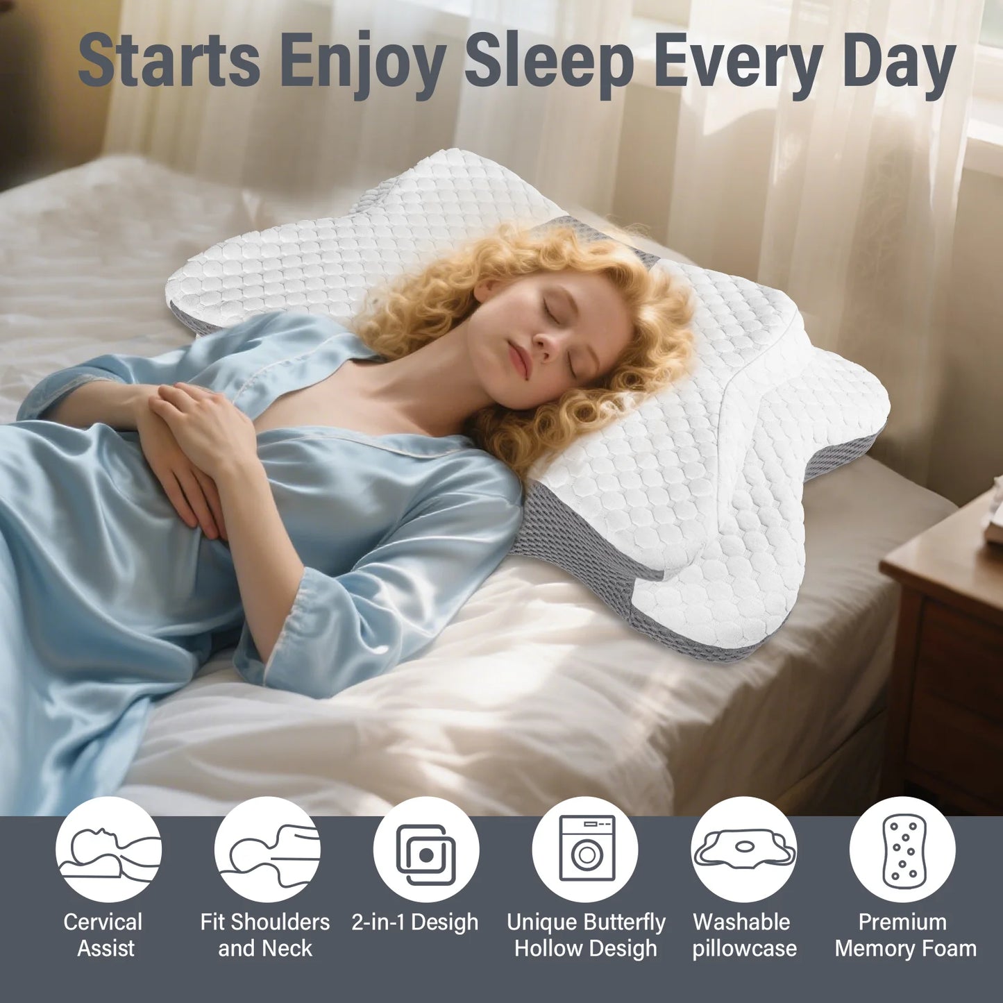 Cuscino Cervicale Ergonomico in Memory Foam con Design a Farfalla | Supporto Ottimale per Sonno Ristoratore 3