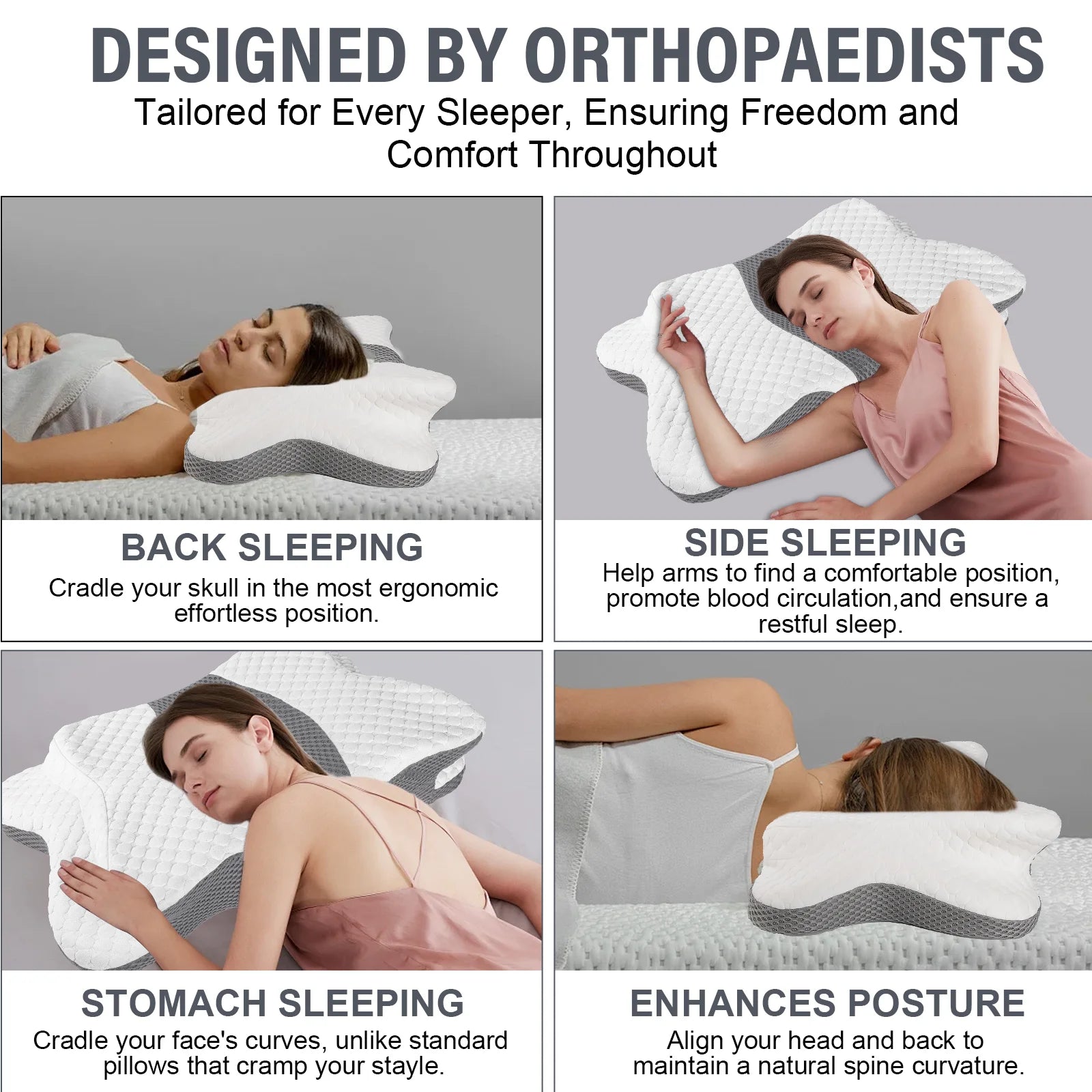 Cuscino Cervicale Ergonomico in Memory Foam con Design a Farfalla | Supporto Ottimale per Sonno Ristoratore 4