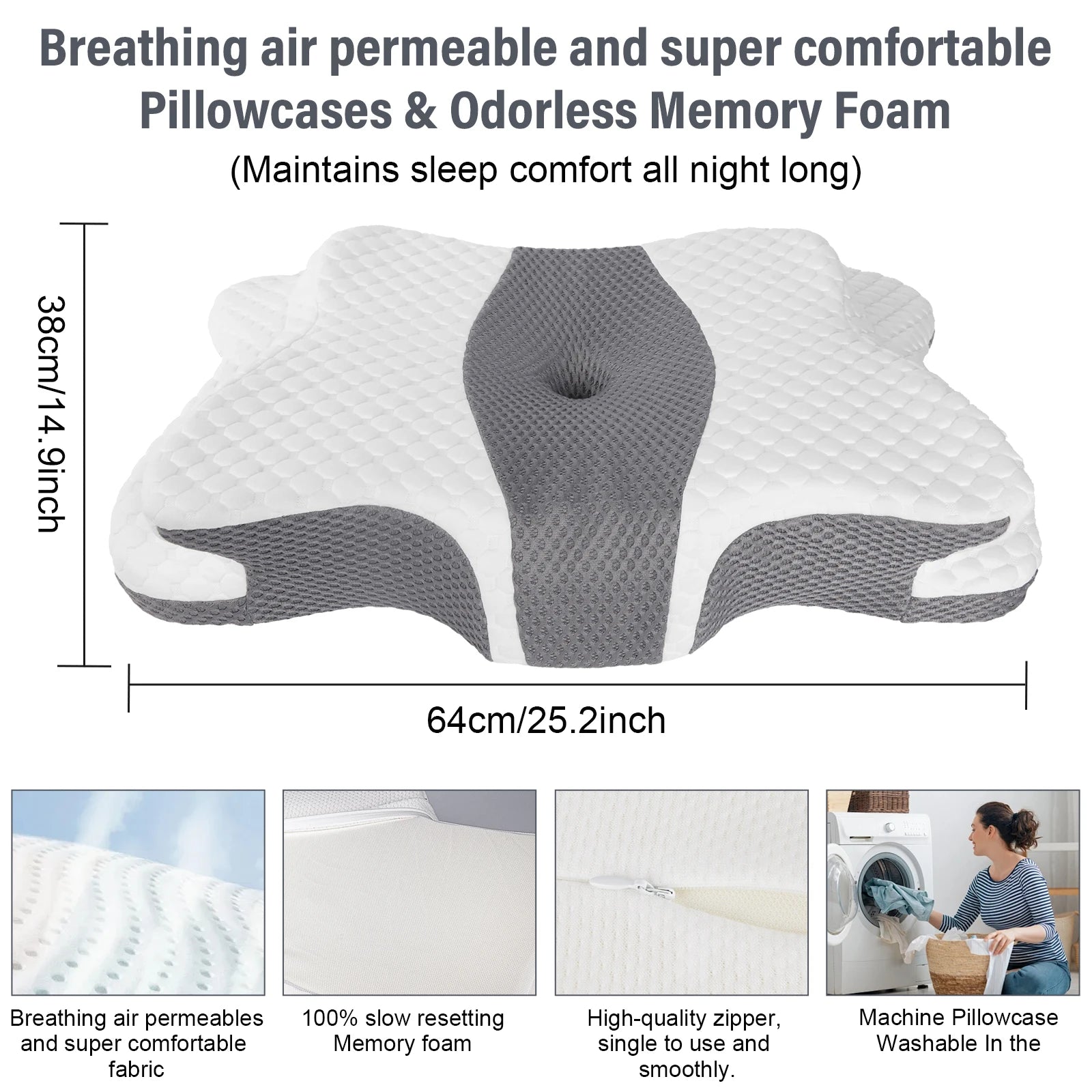 Cuscino Cervicale Ergonomico in Memory Foam con Design a Farfalla | Supporto Ottimale per Sonno Ristoratore 5