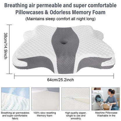 Cuscino Cervicale Ergonomico in Memory Foam con Design a Farfalla | Supporto Ottimale per Sonno Ristoratore 5