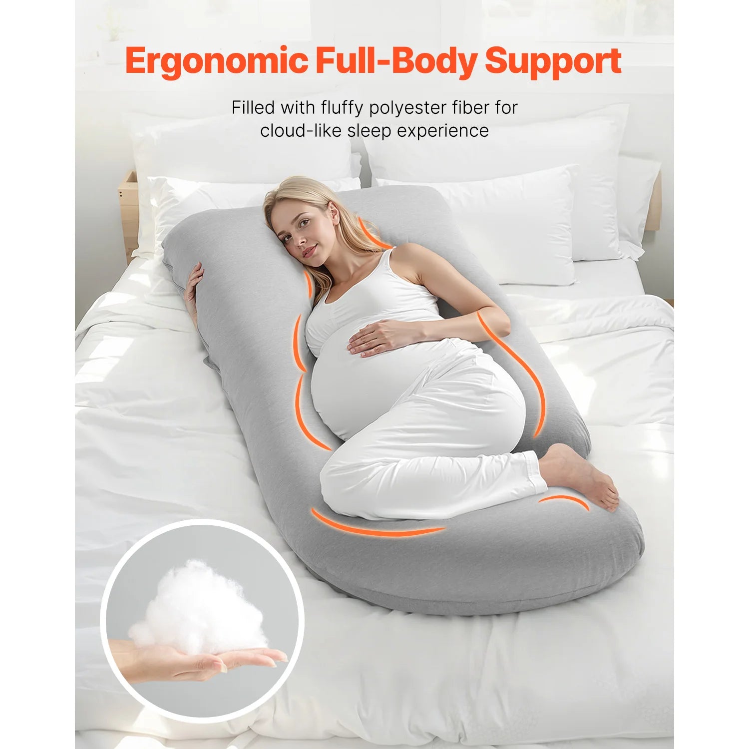 Cuscino Gravidanza Ergonomico | Supporto Completo per Comfort e Relax | Fodera Traspirante per Alleviare Mal di Schiena 2