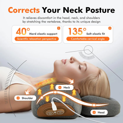 Cuscino Massaggiatore Cervicale | 3 in 1 con Riscaldamento e Trazione | Comfort e Rilassamento per Collo e Spalle 2