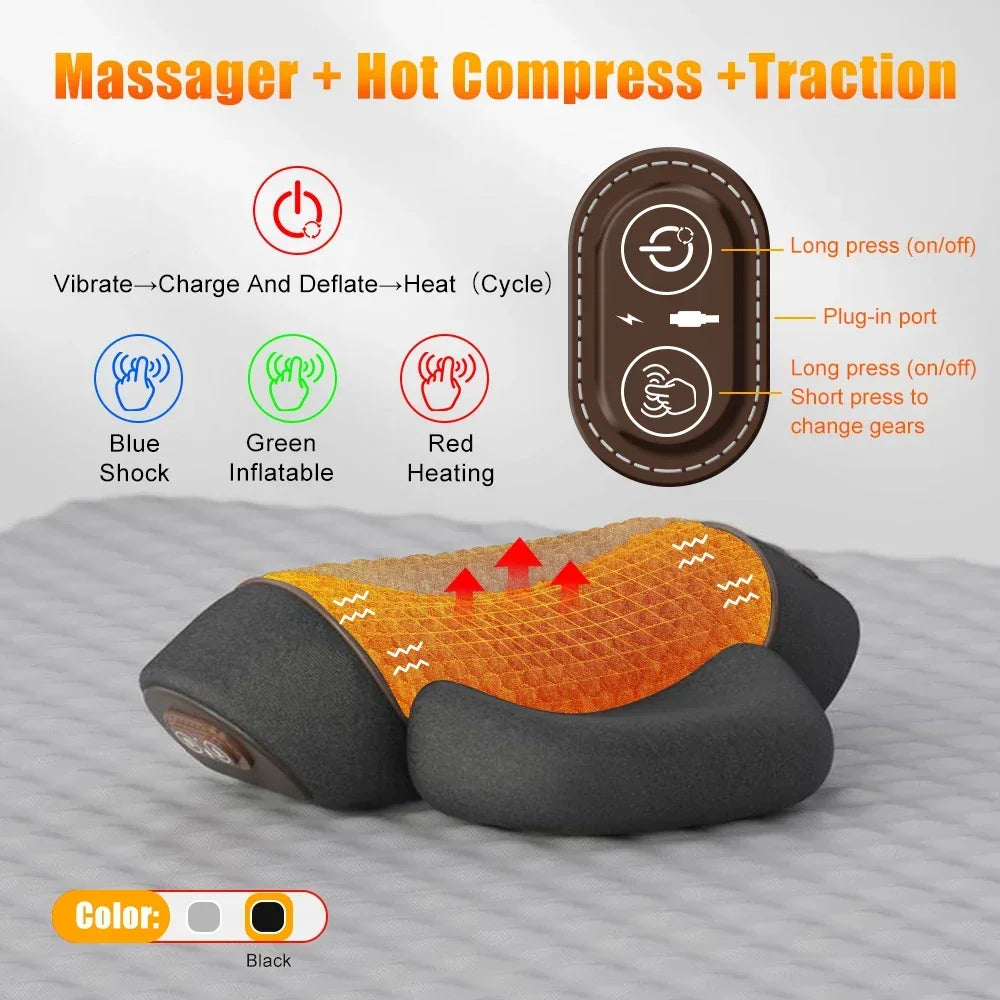 Cuscino Massaggiatore Cervicale | 3 in 1 con Riscaldamento e Trazione | Comfort e Rilassamento per Collo e Spalle 7