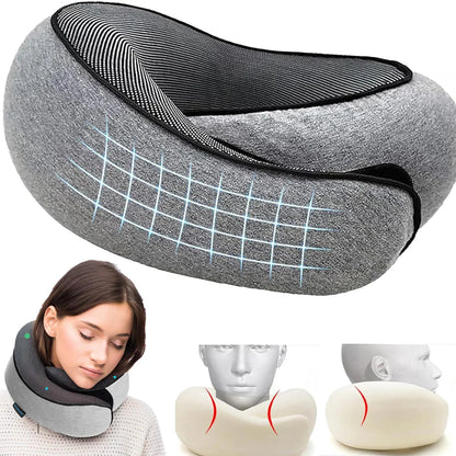 Cuscino da Viaggio Ergonomico in Memory Foam con Supporto Regolabile | Fodera Rimovibile per Comfort Totale in Aereo e Auto 0