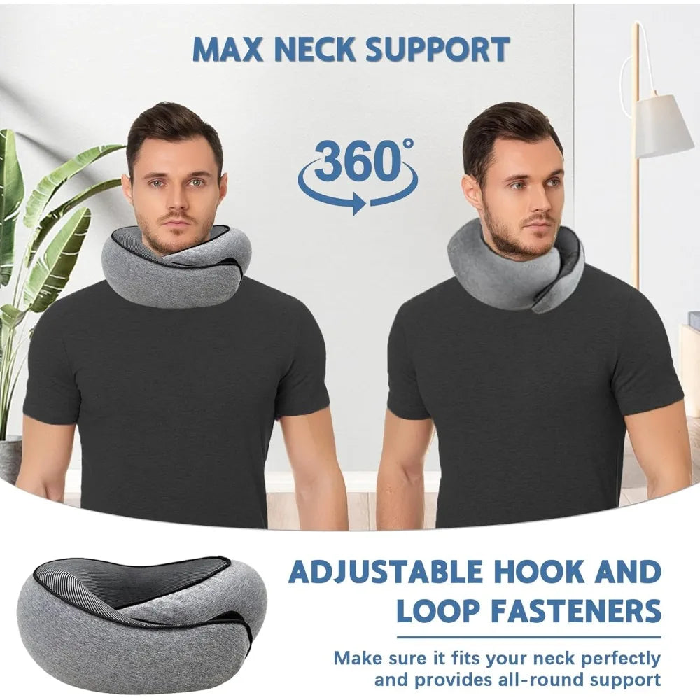 Cuscino da Viaggio Ergonomico in Memory Foam con Supporto Regolabile | Fodera Rimovibile per Comfort Totale in Aereo e Auto 2