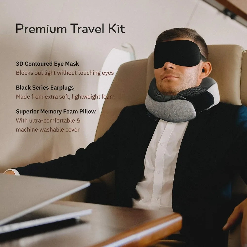 Cuscino da Viaggio Ergonomico in Memory Foam con Supporto Regolabile | Fodera Rimovibile per Comfort Totale in Aereo e Auto 4