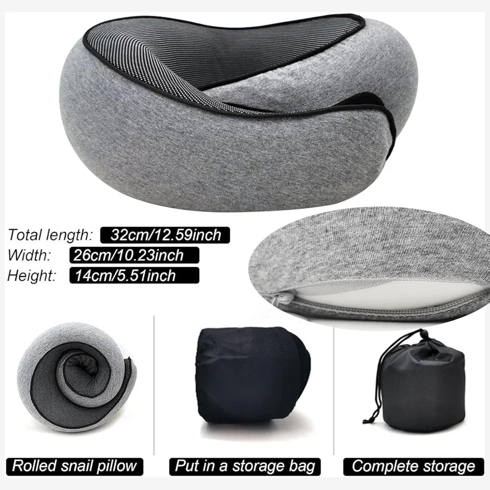 Cuscino da Viaggio Ergonomico in Memory Foam con Supporto Regolabile | Fodera Rimovibile per Comfort Totale in Aereo e Auto 7