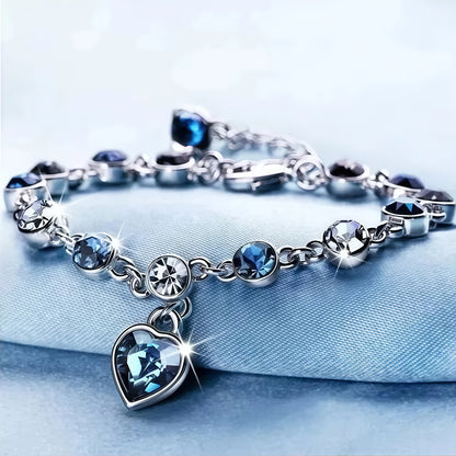 Women's Silver Bracelet with Blue Crystal