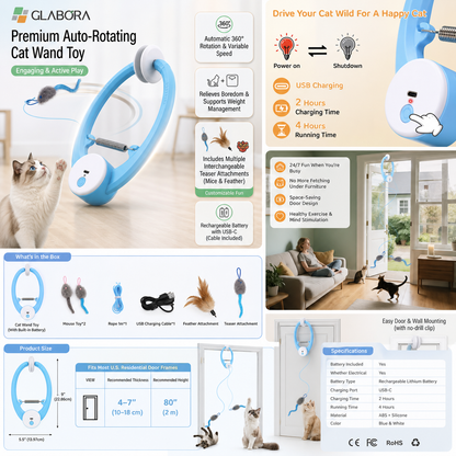 GLABORA KIT ARRICCHIMENTO GATTI 4-IN-1 | GIOCATTOLO AUTOMATICO, PUZZLE FEEDER, TIRAGRAFFI LETTO E TUNNEL MODULARE