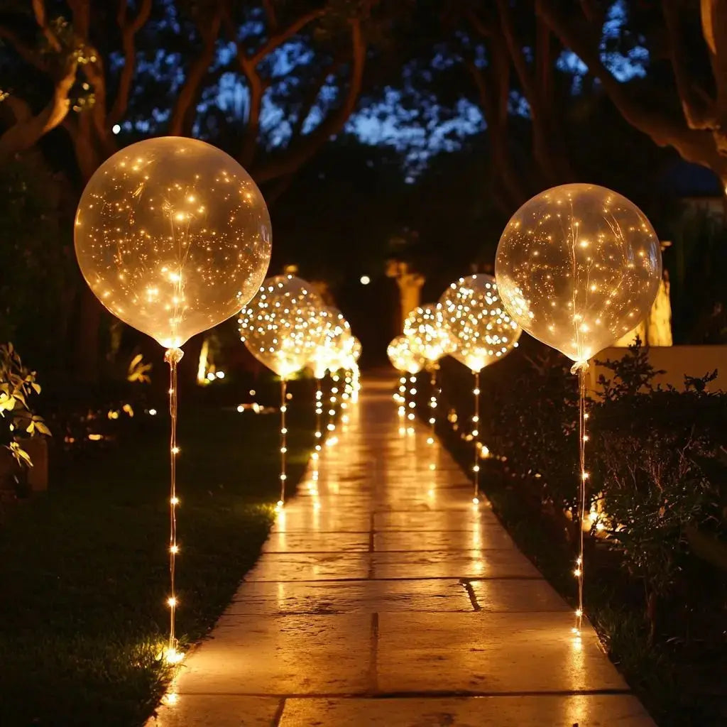 Decorazioni Festive | Palloncini LED Trasparenti con Luce Bianca Calda | Set da 10 per Atmosfera Magica 0