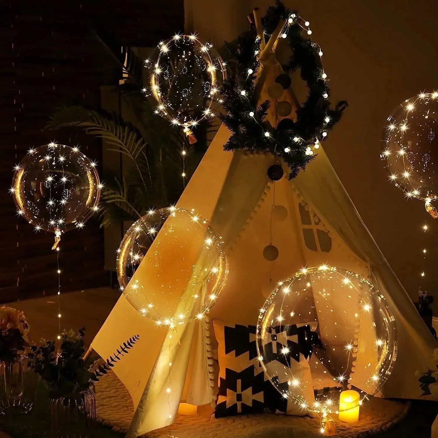 Decorazioni Festive | Palloncini LED Trasparenti con Luce Bianca Calda | Set da 10 per Atmosfera Magica 3