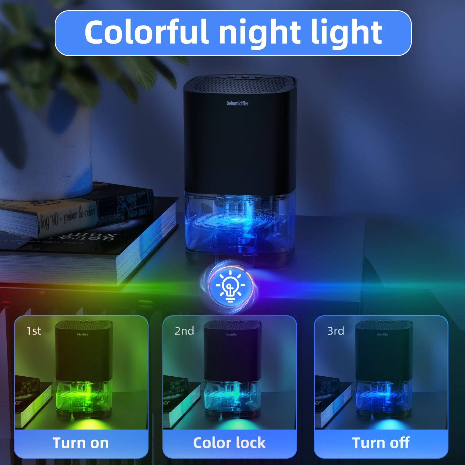 Deumidificatore Portatile | Deumidificatore da 1000 ml Silenzioso | Compatto per Casa e Ufficio 2