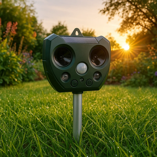 Difensore Ultrasonico per Uccelli e Parassiti | Alimentazione Solare e Resistente alle Intemperie per Sicurezza Giardino Duratura