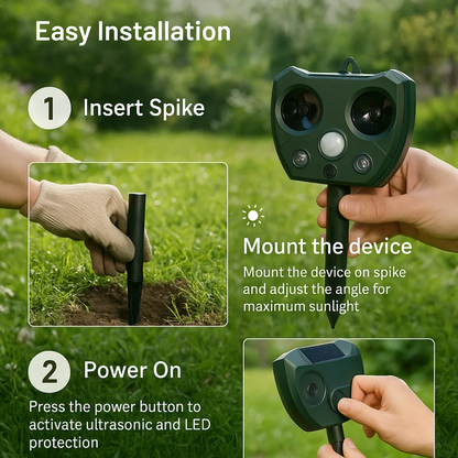 Ultrasonic Bird and Pest Repeller | Solar Powered and Weather Resistant for Long-Lasting Garden Security
