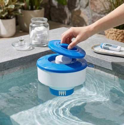 Floating Pool Dispenser with Adjustable Flow Control | Capacity for 4 Tablets for Crystal Clear Water