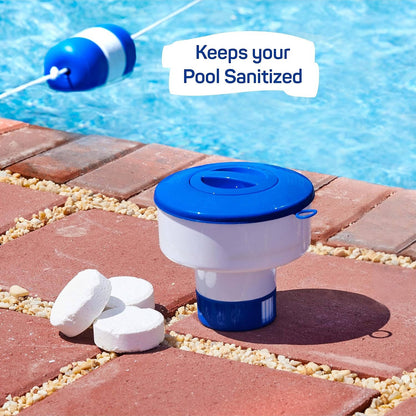 Floating Pool Dispenser with Adjustable Flow Control | Capacity for 4 Tablets for Crystal Clear Water