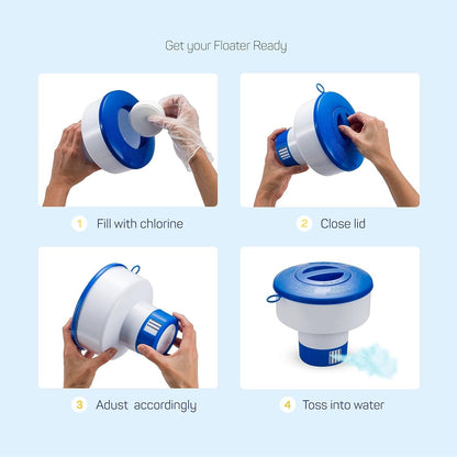 Floating Pool Dispenser with Adjustable Flow Control | Capacity for 4 Tablets for Crystal Clear Water