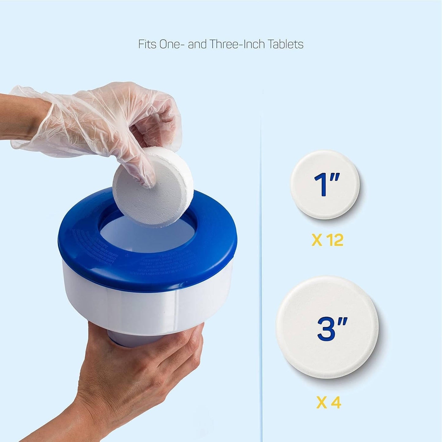 Floating Pool Dispenser with Adjustable Flow Control | Capacity for 4 Tablets for Crystal Clear Water
